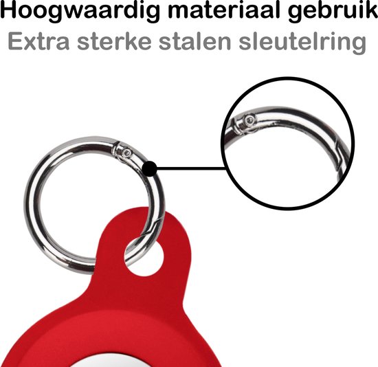 Étui adapté pour étui porte-clés Apple AirTag Pendentif en Siliconen - Étui adapté pour étui porte-clés pendentif Apple AirTag - Rouge foncé - 4 PACK