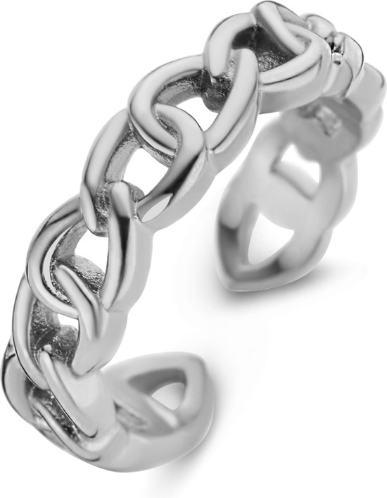 Bague en CO88 Collection CO88 8CR- Ring - Femme - Lien Gourmette - 5 mm de large - 2,3 mm d'épaisseur - Taille 52 - Couleur argent