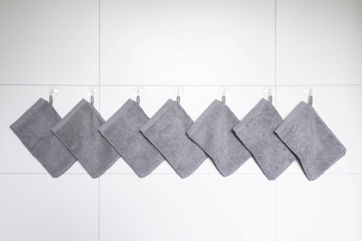 RELAKZ - Glacier Grey - Washandjes - Set 7 Stuks - Luxe Katoen - 700 GSM - Zacht en Hoog Absorberend