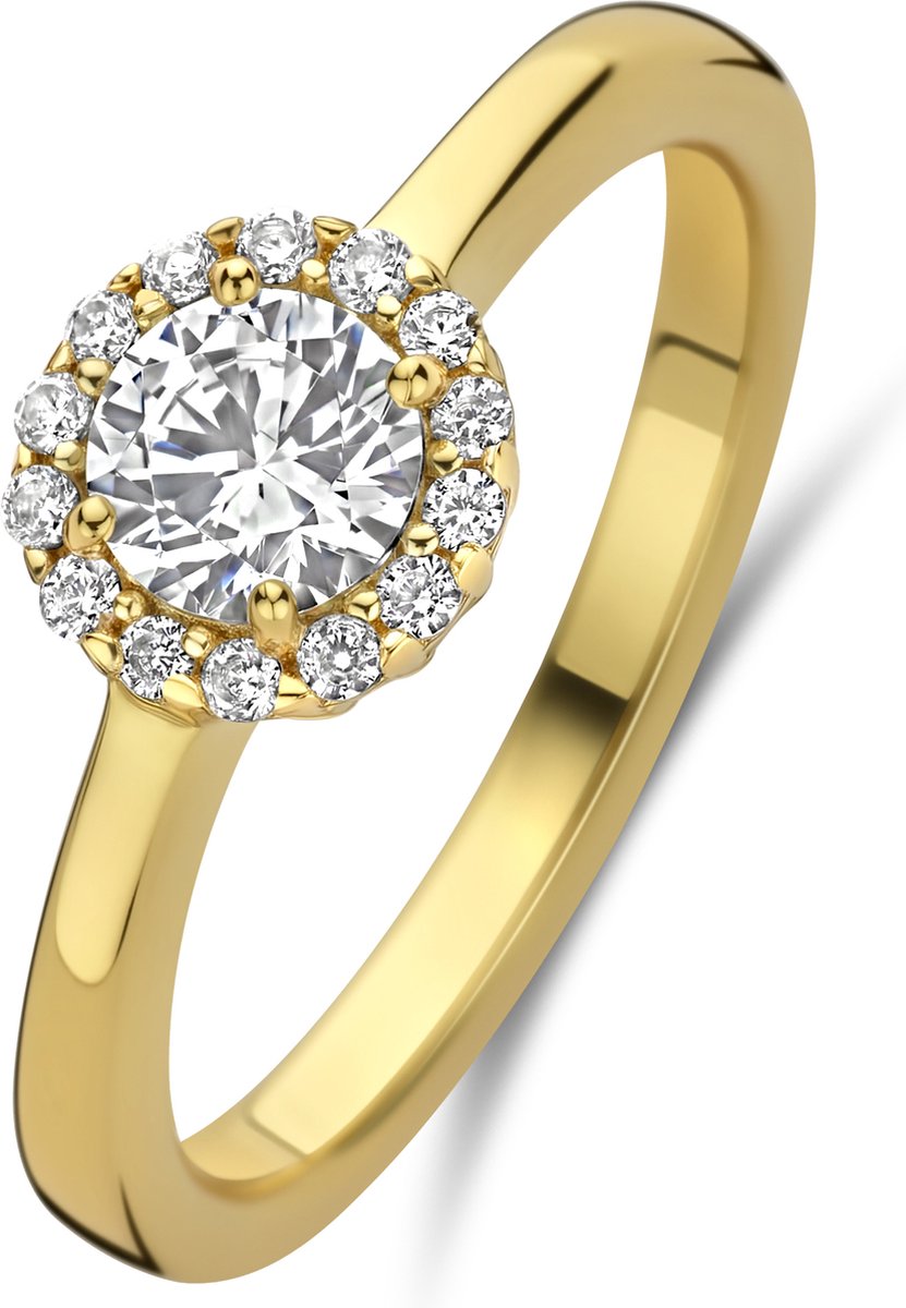 New Bling - 9NB-1538-52 - zilveren ring met zirkonia - 925 sterling silver - gold plated