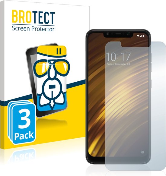 BROTECT - Screenprotector voor Xiaomi Pocophone F1 - Folie Beschermfolie Beschermglas transparant 3 Stuks
