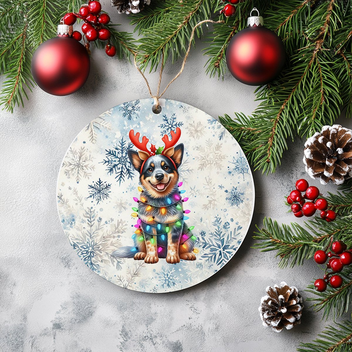 Kerstboom hanger Australian Cattle Dog - Met Naam - Unieke Kerstdecoratie
