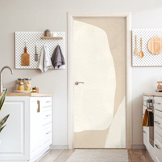 Poster de porte 95x215 cm - Sticker porte Beige - Abstrait - Moderne - Film meuble autocollant - Film porte salon - Papier peint fotobehang intérieur - Film adhésif porte - Stickers porte - Sticker papier peint porte - Décoration chambre