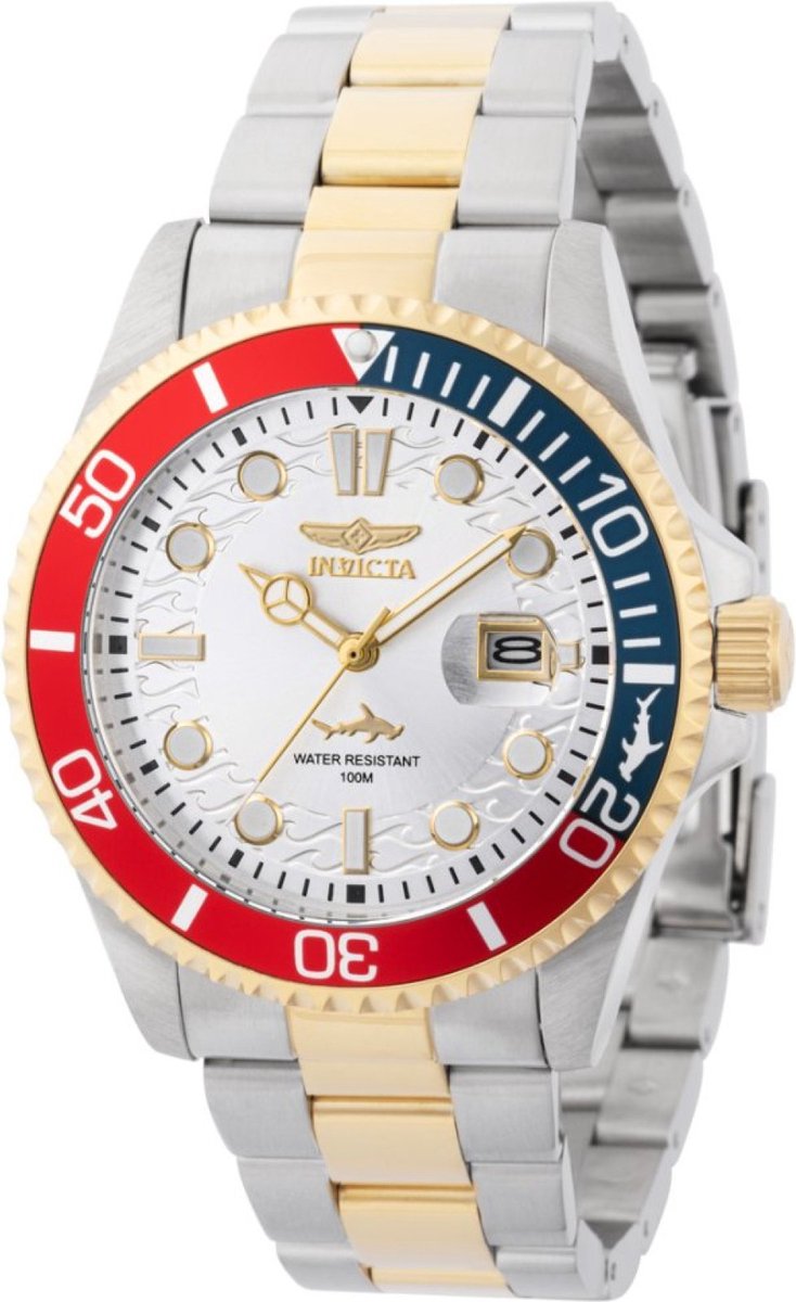 Invicta Pro Diver 44707 Heren Horloge - Waterdicht - Analoog - Quartz Uurwerk - Roestvrij Staal met zilveren Wijzerplaat - 43mm