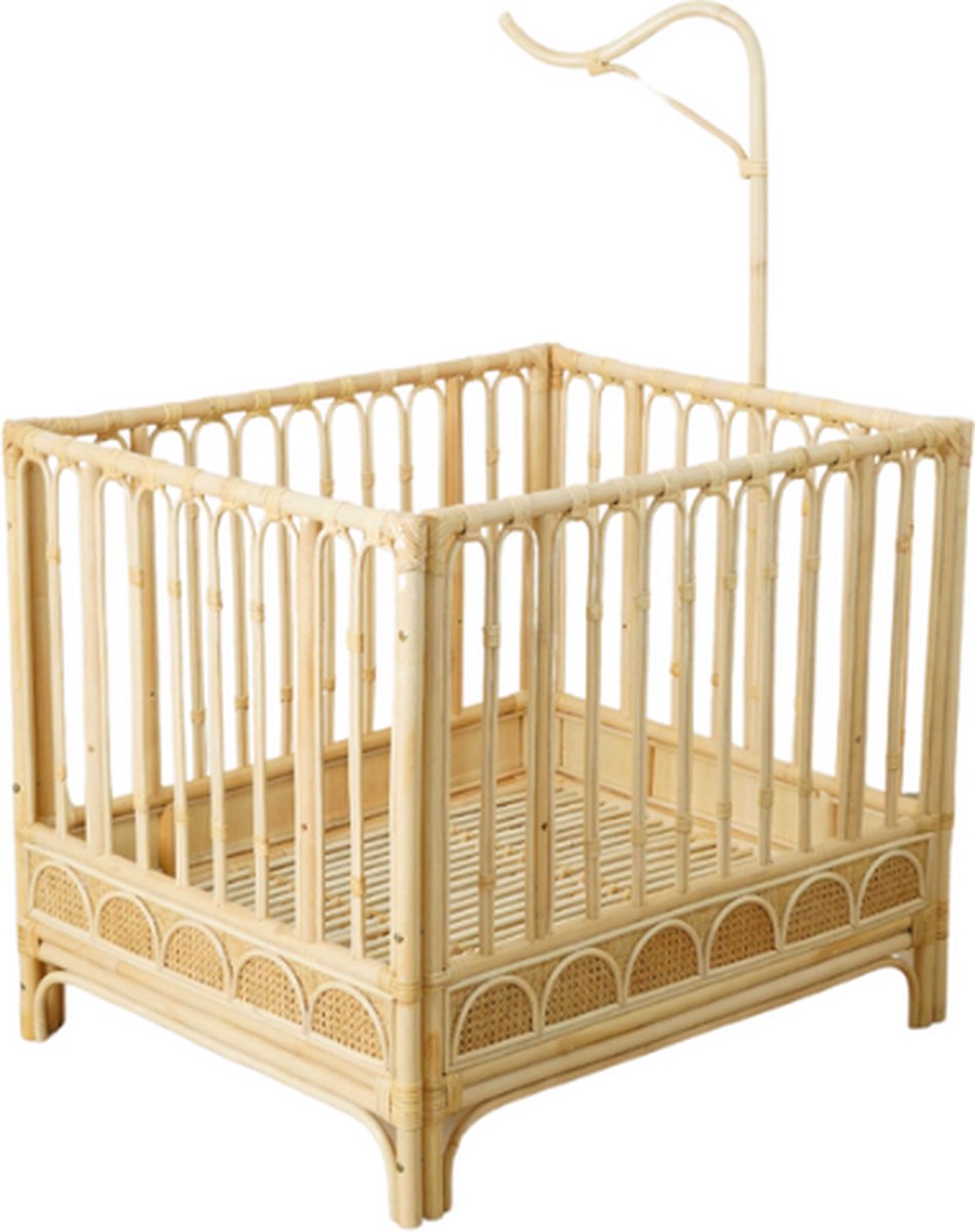 Cokos Luna rotan babypark met mobielhouder