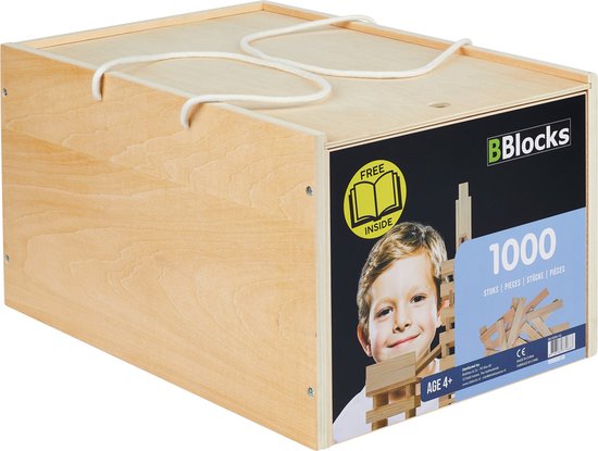BBlocks Houten Plankjes in Luxe Houten Kist 1000 Stuks