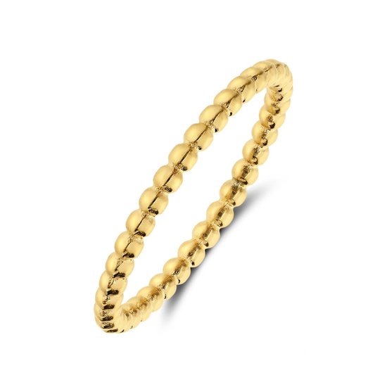 Gouden ring met een rij gouden bolletjes van 1,5 mm.