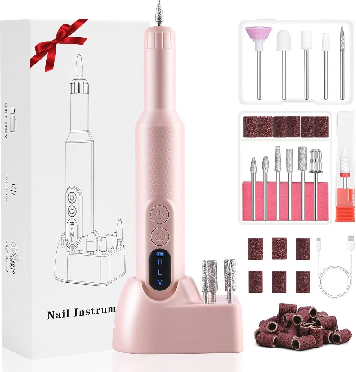 Goedkoopste Draadloze Elektrische Nagelvijlen met 12 Boren - Instelbare Snelheid en Oplaadbare Basis voor Manicure en Pedicure