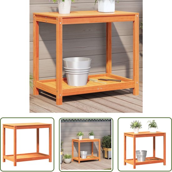 Table de jardin en bois The Living Store - 82,5 x 50 x 75 cm - Table de jardinage en pin Massief - Table de travail de jardin - Table en bois de pin - Table pour plantes - Table d'extérieur - Tables de balcon
