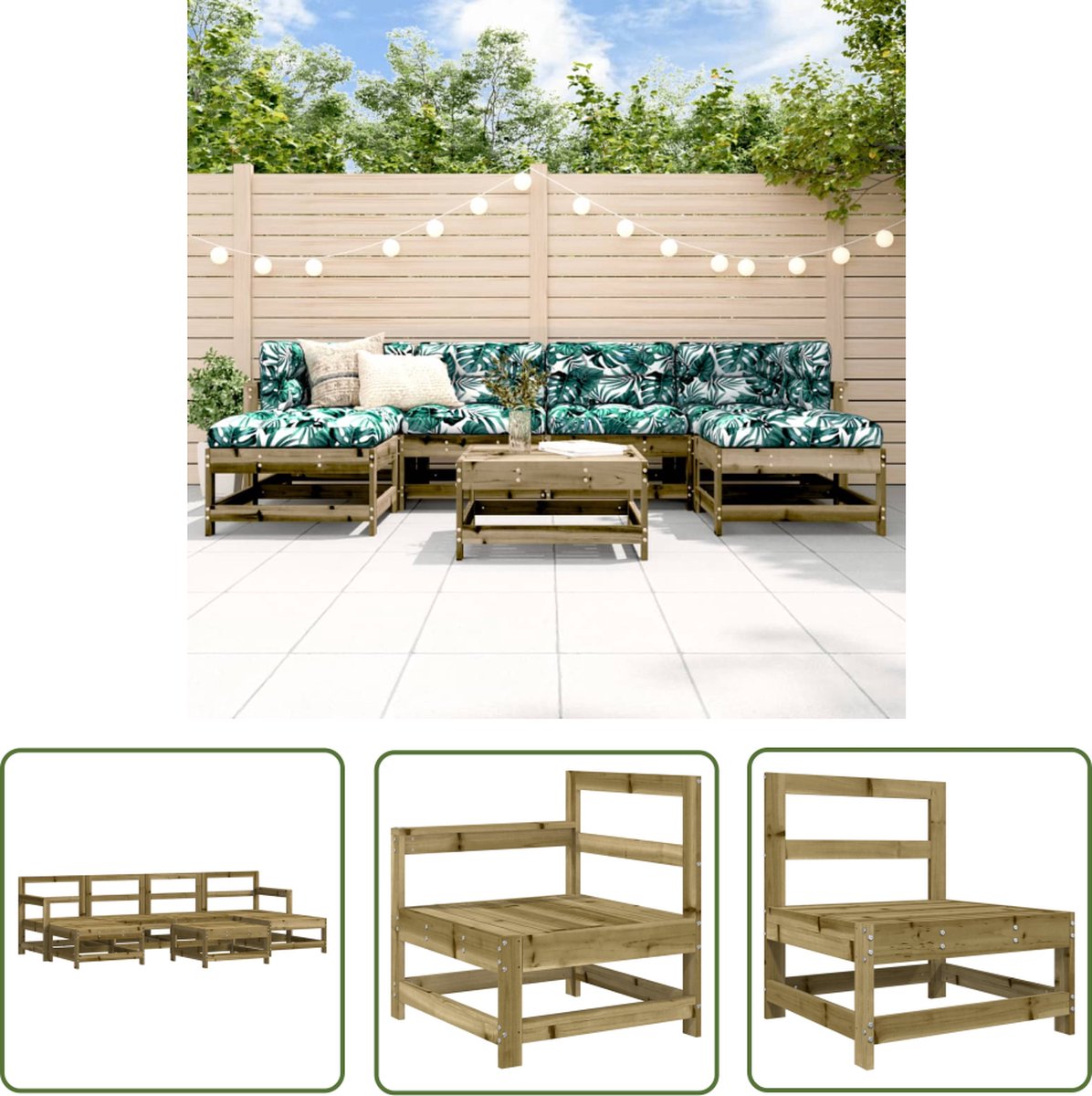 Loungeset van geïmpregneerd grenenhout - The Living Store - Tuinmeubels.