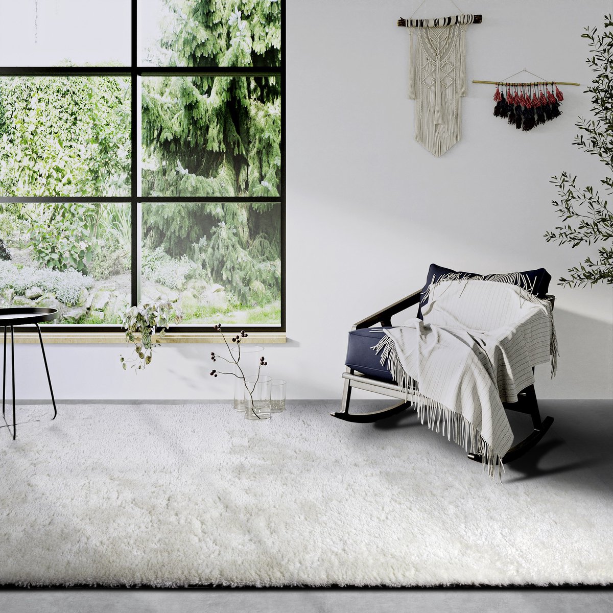 flycarpets Hoogpolig vloerkleed - Olaf - Shaggy - Ivoor / Wit 200x290 cm