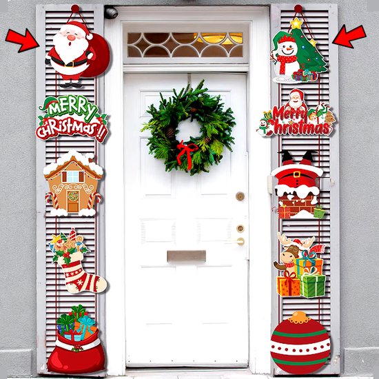 Allernieuwste.nl® Set van 2 Kerstmis Hangende Deur Banner - 10 Designs - Decoratie Voor Binnen en Buiten ##
