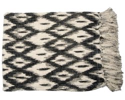 Mrs. Bloom - Plaid 'Sagres' (130cm x 170cm, Gebroken wit/zwart)