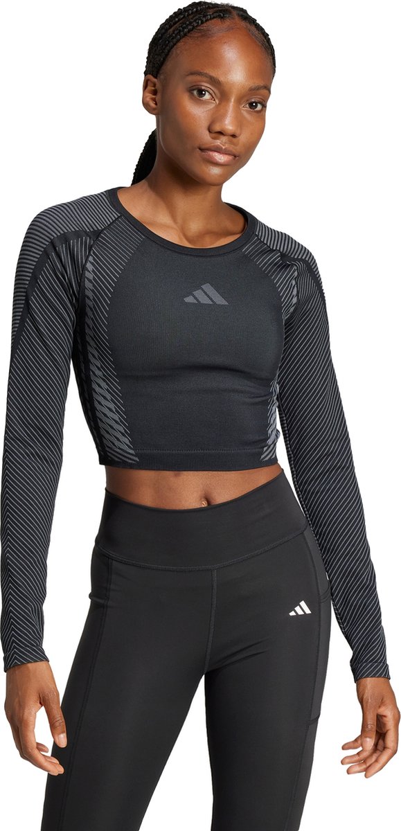 Adidas Performance Seamless Knitted Longsleeve Dames Zwart