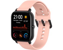 Siliconen bandje - geschikt voor Amazfit GTS / GTS 2(E) / GTS 2 Mini / GTS 3 / 4 (Mini) / Bip (S) / Bip U (Pro) / Bip Lite / Bip 3 (Pro) / GTR 42 mm / Pop (Pro) / Active (2) - roze - maat L