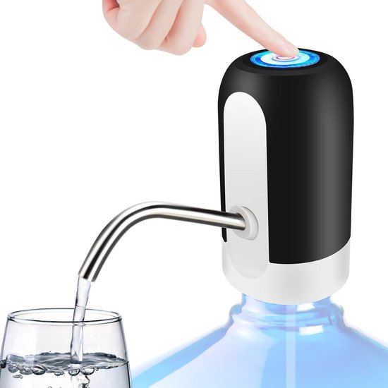 Distributeur d'eau - Distributeur d'eau automatique - Pompe à eau rechargeable pour carafe de 5 gallons, sans BPA, tuyau en silicone de qualité alimentaire, bec verseur en acier inoxydable - Rechargeable par USB - Distributeur électrique (Zwart)