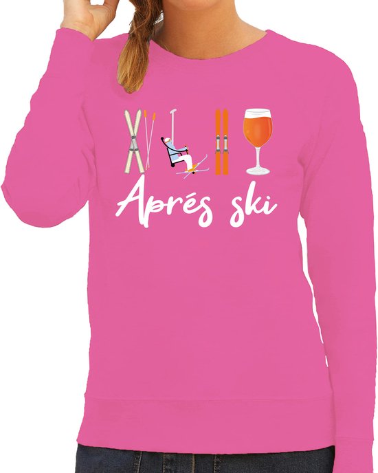 Bellatio Decorations Pull d'après-ski femme - Après-ski - rose - sports d'hiver - drôle - ski/snowboard L