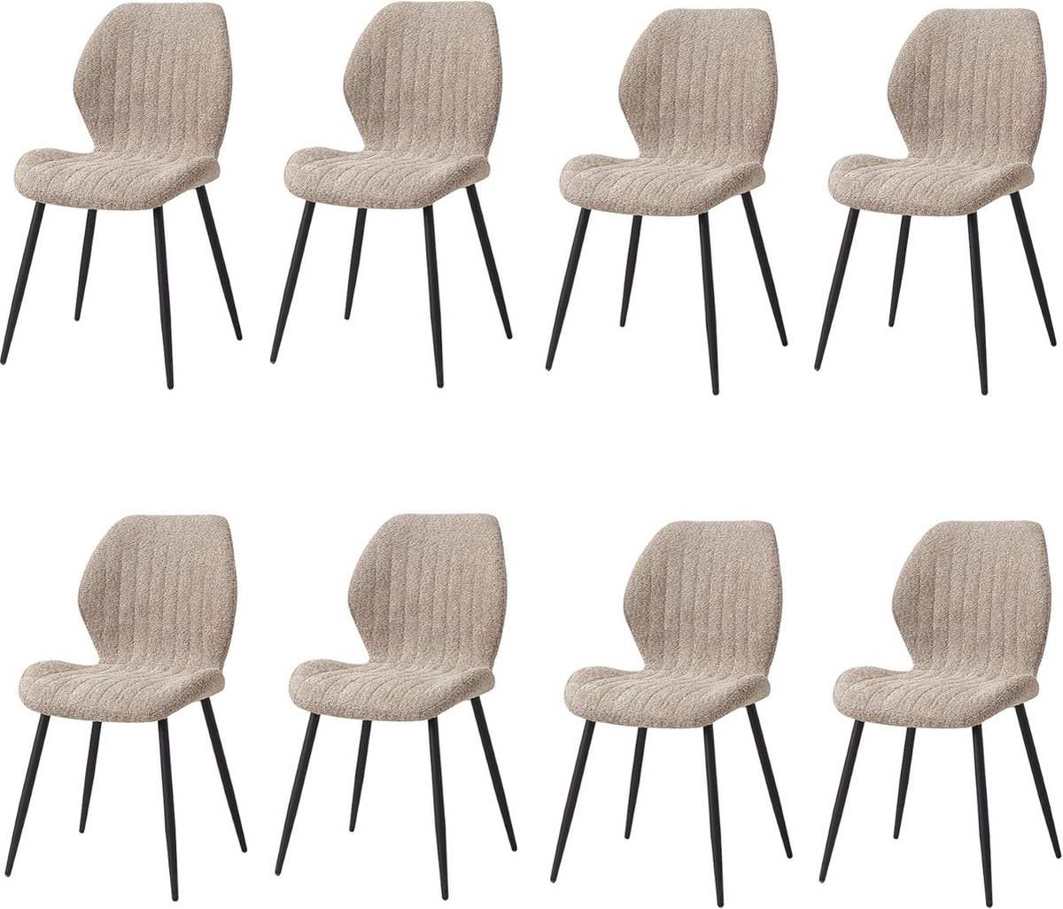 Set van 8 Klassieke Eetkamerstoelen van Linnen - Comfortabele Stoelen voor Keuken en Kanto