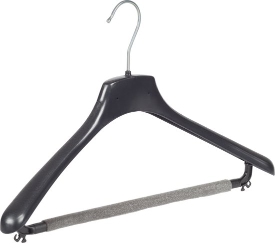 Kledinghanger zwart met knijpers 42 cm breed PUC42