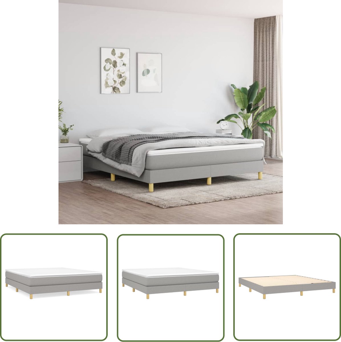 VidaXL Boxspringframe Kunstleer Zwart 80x200 Cm - Stevig Eenpersoonsbed Met Lattenbodem En Poten