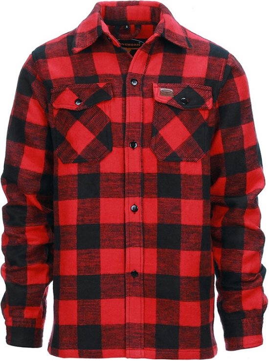 Foto: Longhorn houthakkers hemd zwart rood lumberjack heren
