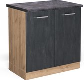 Vicco Meuble vasque R- Line, Béton Zwart /Chêne doré puissant, WB 80 cm Anthracite