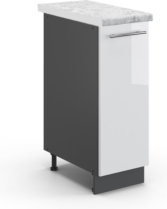 Vicco Armoire à Pharmacie Fame- Line, Wit Brillant/Anthracite, 30 cm, Marbre WB
