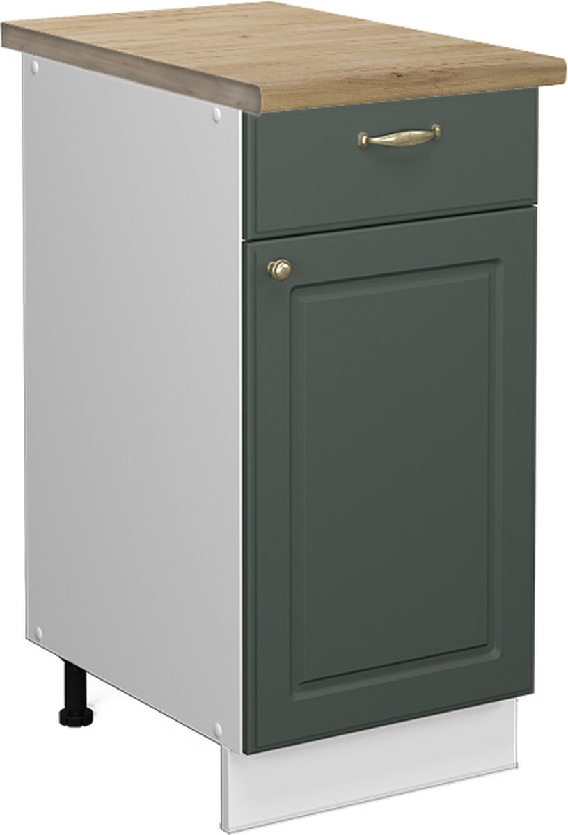 Vicco Fame-Line Keukenonderkast – 40 cm, WB Eik Groen-Goud Landhuis Groen-Goud landelijk/Wit