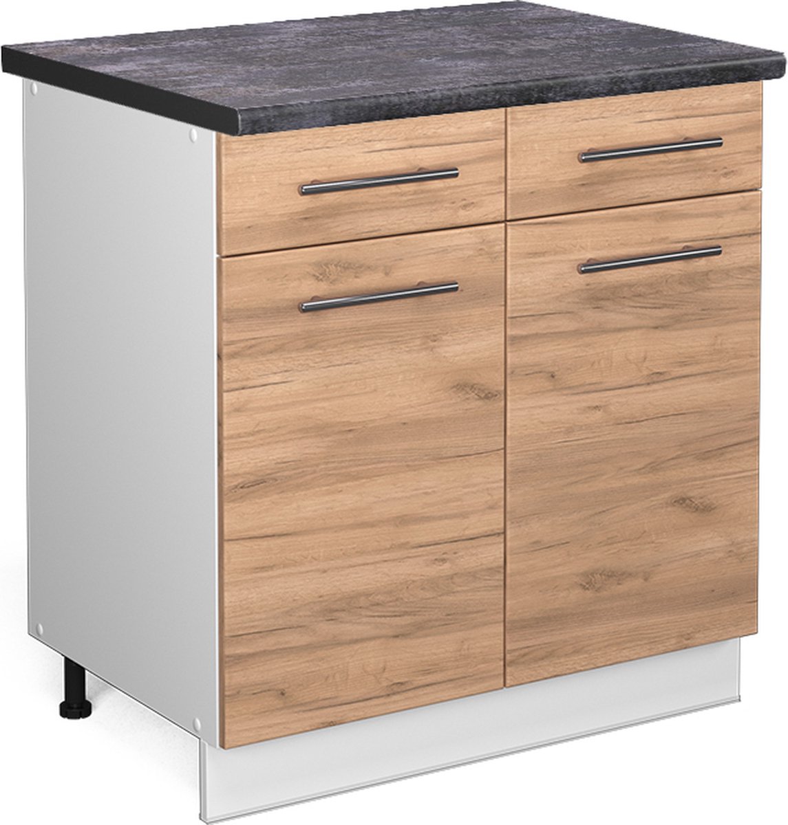 Vicco Fame-Line Keukenonderkast – 80 cm, WB Antraciet Krachtige eik goud Goudkleurig Eiken/Wit