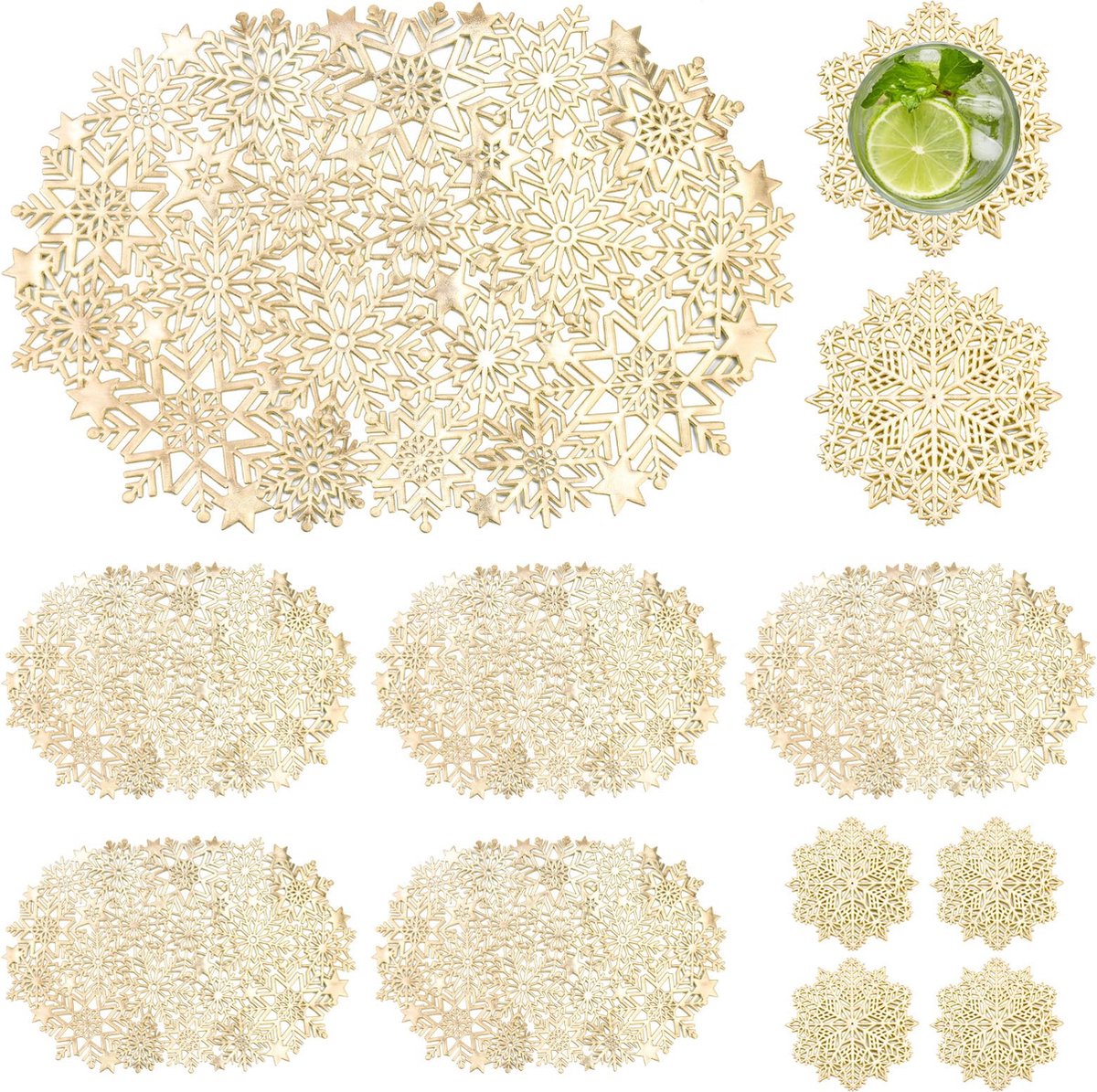 Goodivery ® Ronde Feestelijke Placemats Set van 12 voor Tafeldecoratie