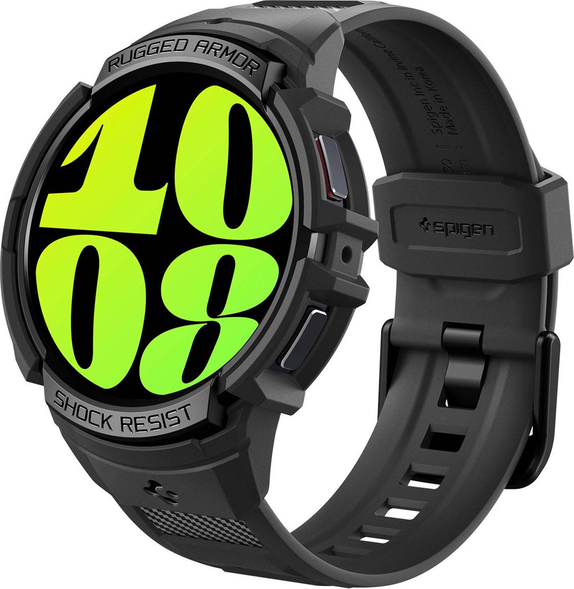 Spigen bandje Geschikt voor Samsung Galaxy Watch6 44mm - Rugged Armor Pro - Zwart