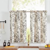 Bol.com JGS ® Charmante Linnen Raamdecoratie met Bloemenpatroon voor Keuken en Woonruimtes Set van 2 Korte Gordijnen aanbieding