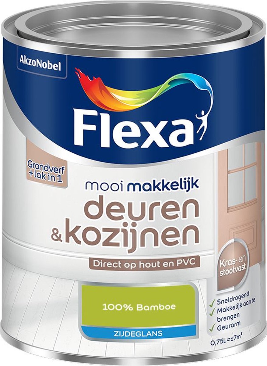 Flexa - Mooi Makkelijk Deuren & Kozijnen Zijdeglans - 100% Bamboe - Mengverf - 0.75 L