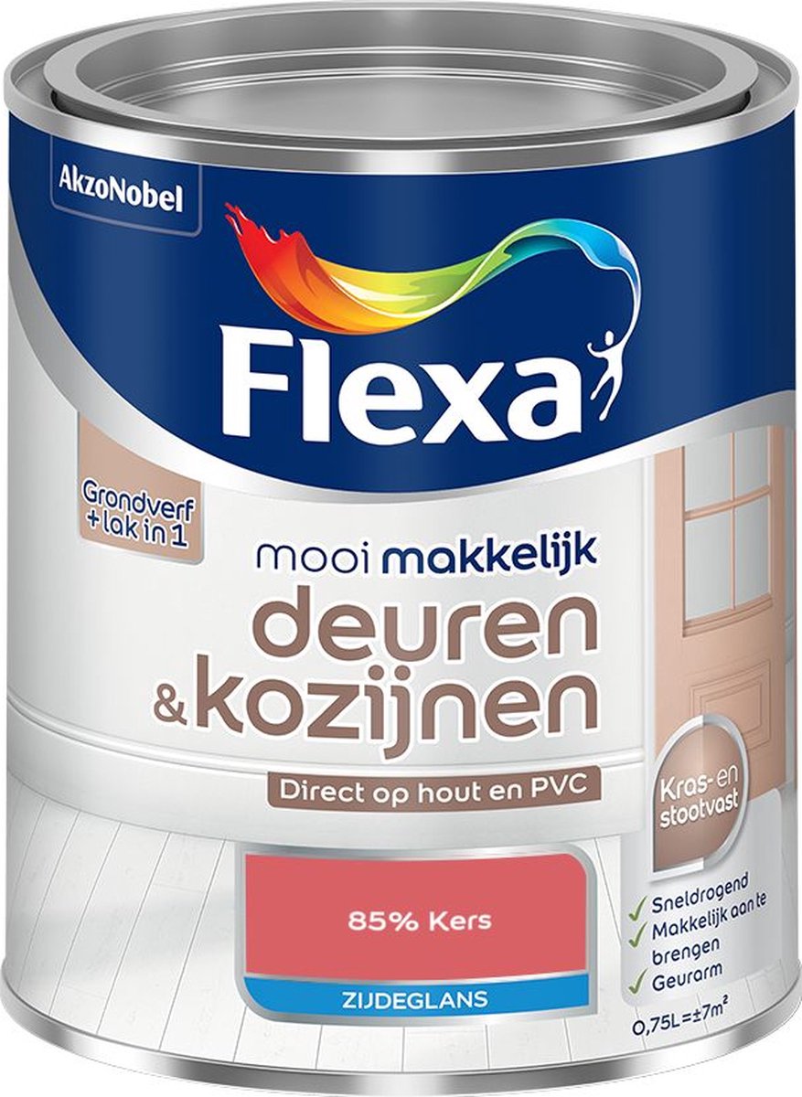 Flexa - Mooi Makkelijk Deuren & Kozijnen Zijdeglans - 85% Kers - Mengverf - 0.75 L