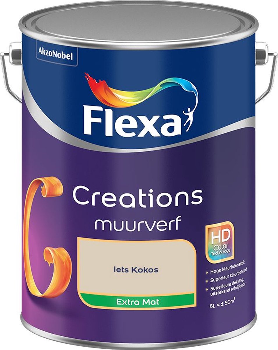 Flexa Creations Muurverf Extra Mat Iets Kokos 5 L