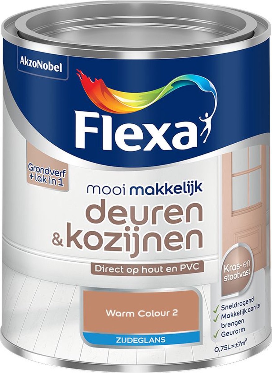 Flexa - Mooi Makkelijk Deuren & Kozijnen Zijdeglans - Warm Colour 2 - Mengverf - 0.75 L
