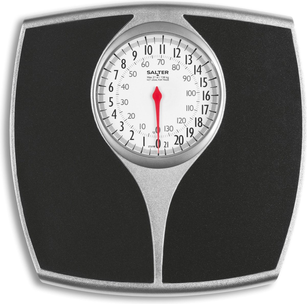 Salter 148 BKSVDR Snelheidswijzer Badkamerschaal - Mechanische Weegschaal Voor Lichaamsgewicht, Gemakkelijk Afleesbare Wijzerplaat & Draaiende Wijzer, Max Gewicht 136 kg/21 st