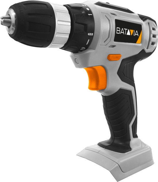 Batavia Accu 18V Boormachine 24 Nm - Excl. Accu en Oplader - 2 snelheden - 24 Nm koppel - Sleutelloze 10mm boorkop - Geschikt voor boren en schroeven - Maxxpack