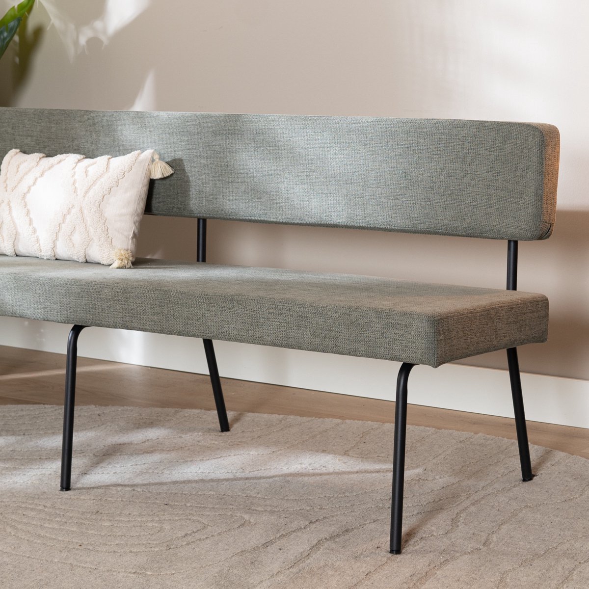 Bronx71® Scandinavische eetkamerbank Espen groen gerecyclede stof 190 cm - eettafelbank - eetbank