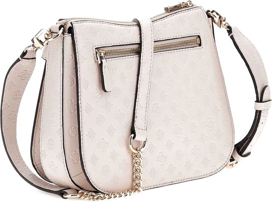 GUESS Sac à épaule bandoulière Arlena Logo Crossbody Hobo Taupe Logo Écru