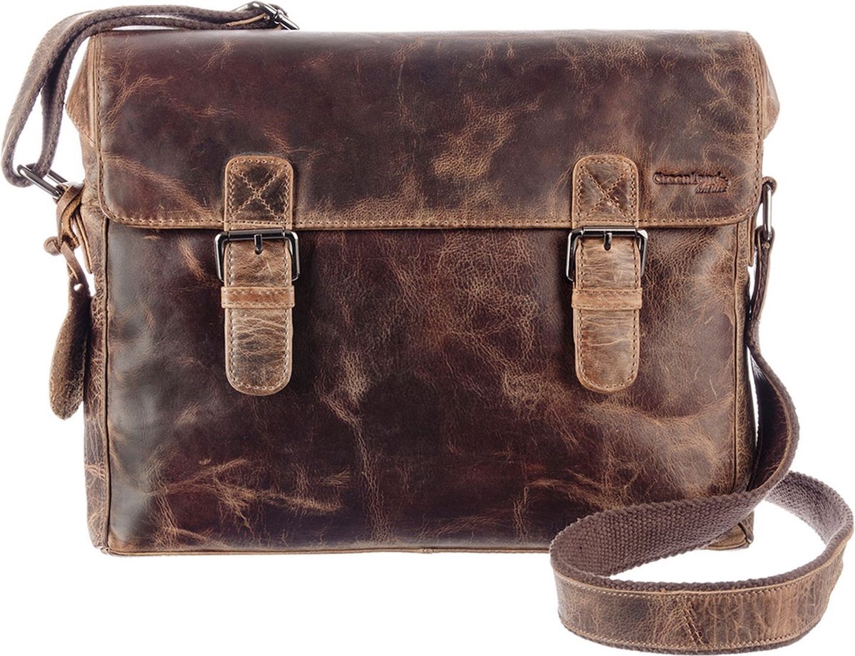 GreenLand Nature Leren Schoudertas Montana Shoulderbag Brown Bruine