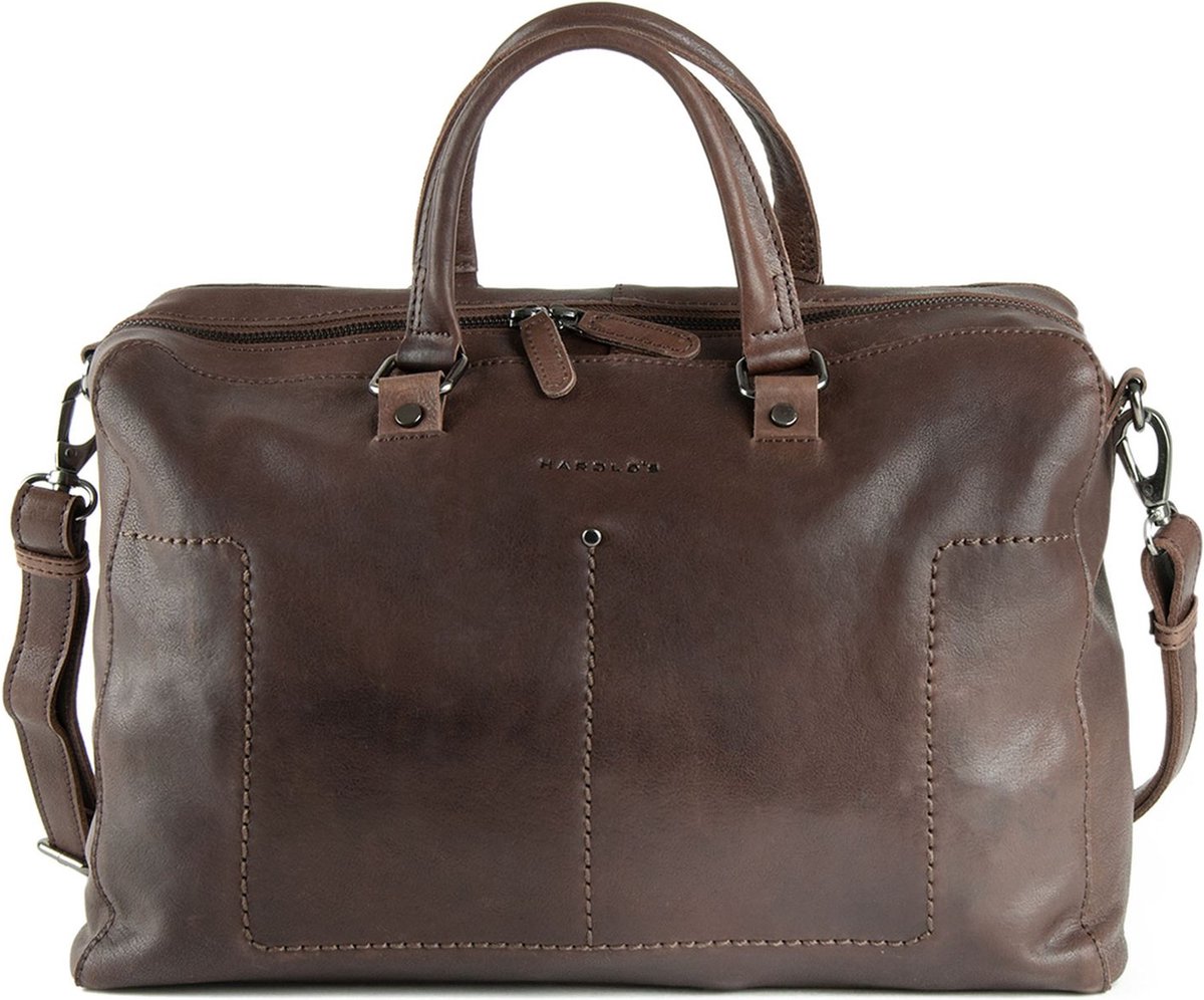 HAROLD'S Leren Business tas Laptoptas met laptopvak Caugio Businessbag Brown Donkerbruin