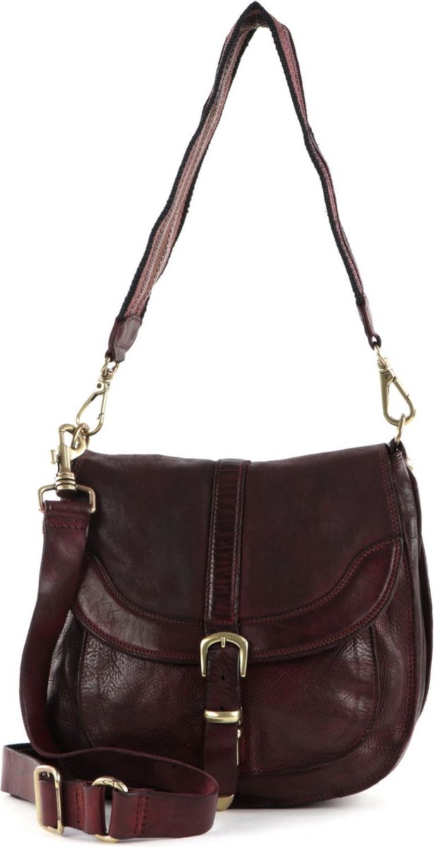 CAMPOMAGGI Leren Schoudertas Shoulder Bag With Buckle Vinaccia Rood