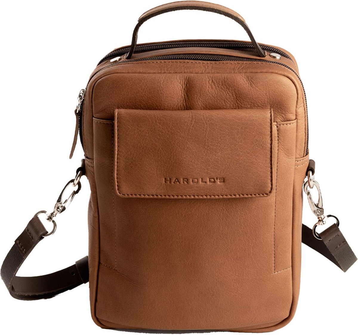 HAROLD'S Leren Schoudertas Country Crossbag Handle Cognac Lichtbruin