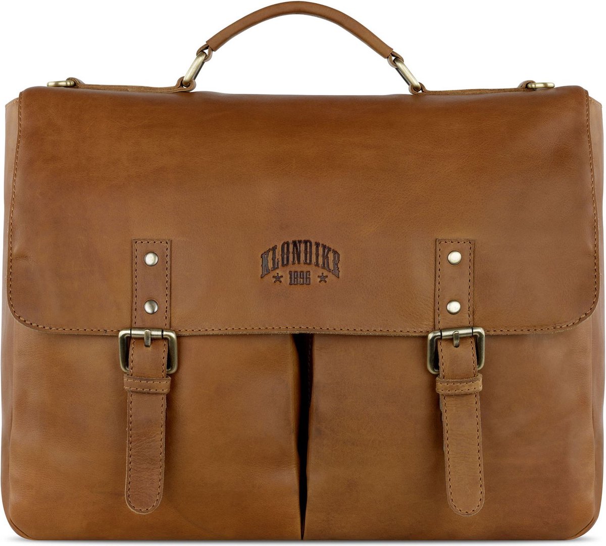 KLONDIKE 1896 Afzonderlijke gevallen Laptoptas met laptopvak Rush Louis Briefcase Cognac Lichtbruin