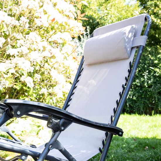 Oviala - Chaise de jardin pliable en acier couleur taupe