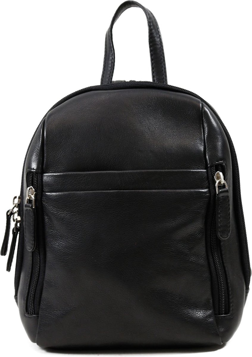 MAESTRO Leren Rugzak City Backpack Black Zwart