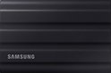 Zwarte Samsung Portable SSD T7 Shield met ribbelpatroon, close-up.
