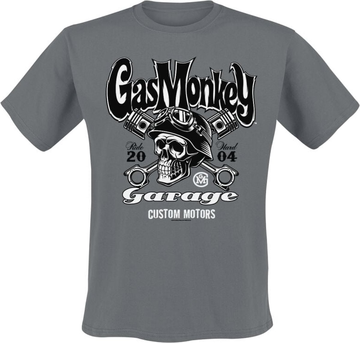 Gas Monkey Garage Custom Motors Skull Heren T-shirt - grijs - L