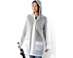 Scoby - Regenjas Transparant - Met Capuchon - Wandelen en Fietsen - Onderweg - Raincoat - Lengte tot de knieën